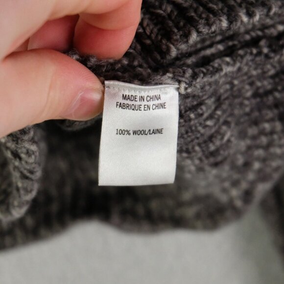 Theory Sweater Mens Extra Large Heathered Gray Knit Button Up Wool - Picture 8 of 9